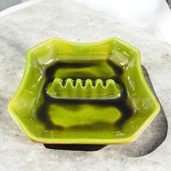 Sequoia Ware Other - Vintage Sequoia Ware Ashtray Dish Green Brown USA Pottery Dish Plate Ceramic VTG